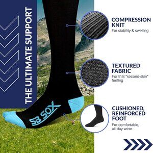 Small Unisex SB SOX Compression Women Socks Men Sock Black and Blue Long Socks